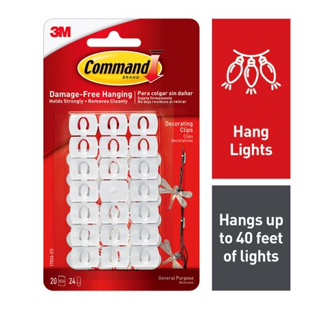 Command Decorating Clips, White, 20 Clips, 24 Strips/Pack