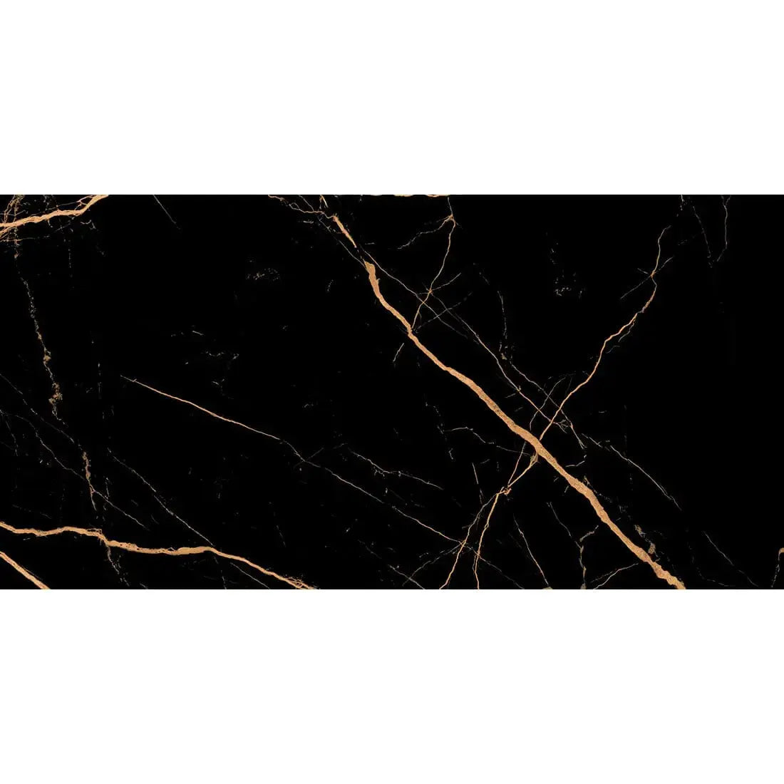 Atlas Black & Gold 60x120 cm Polished Porcelain Porcelain Tiles £34.99 sq.m (Porcelain / 25.92 sq.m / 18 boxes / 36 Tiles / 60x120 cm)