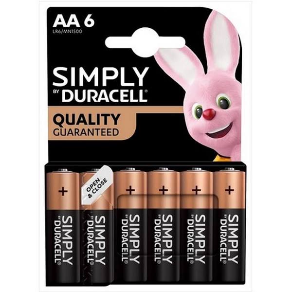 AA Simply Duracell Alkaline Batteries - 6 Pack
