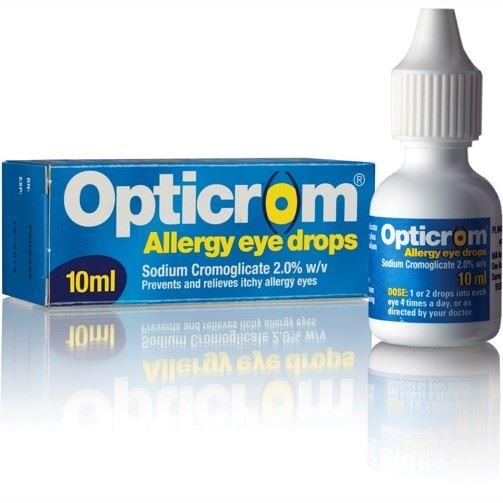 Opticrom Allergy Eye Drops For Hayfever Eyes - 10ml Sodium Cromoglicate 2% W/v