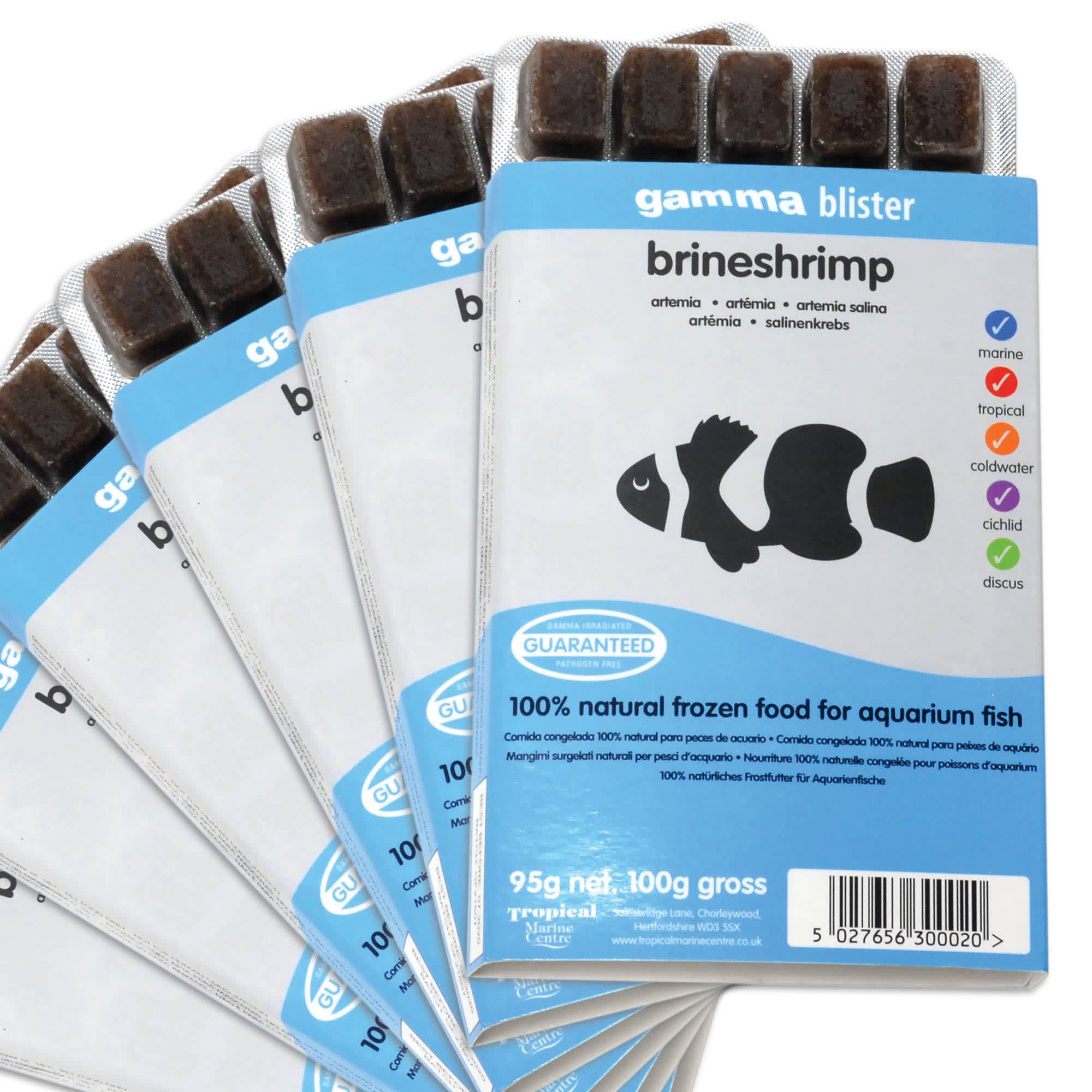 Gamma Frozen Food Brine Shrimp Blister Pack Fish Food, 570 GM, 6pk