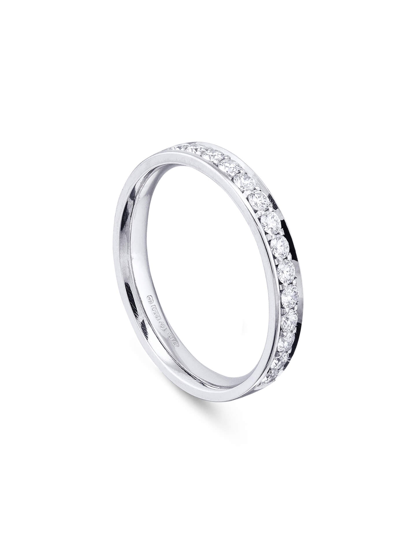 Classic Large Platinum Diamond Wedding Ring (N 1/2)